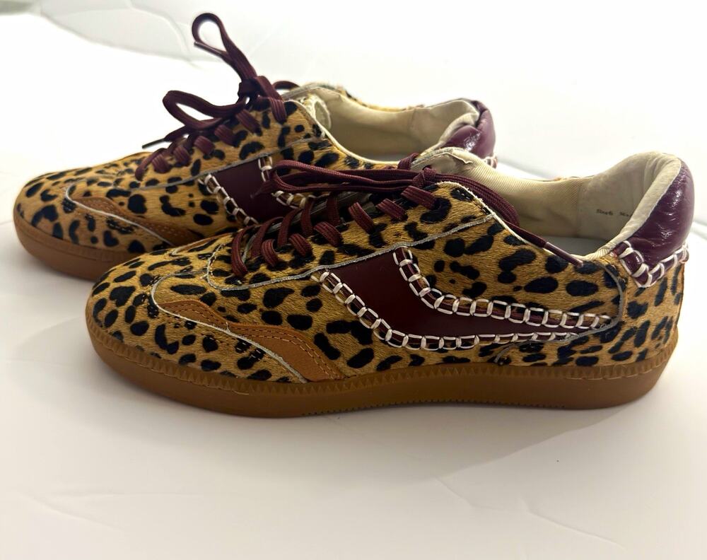 Dolce Vita Notice Stitch Leopard Calf Hair Sneakers Size 6